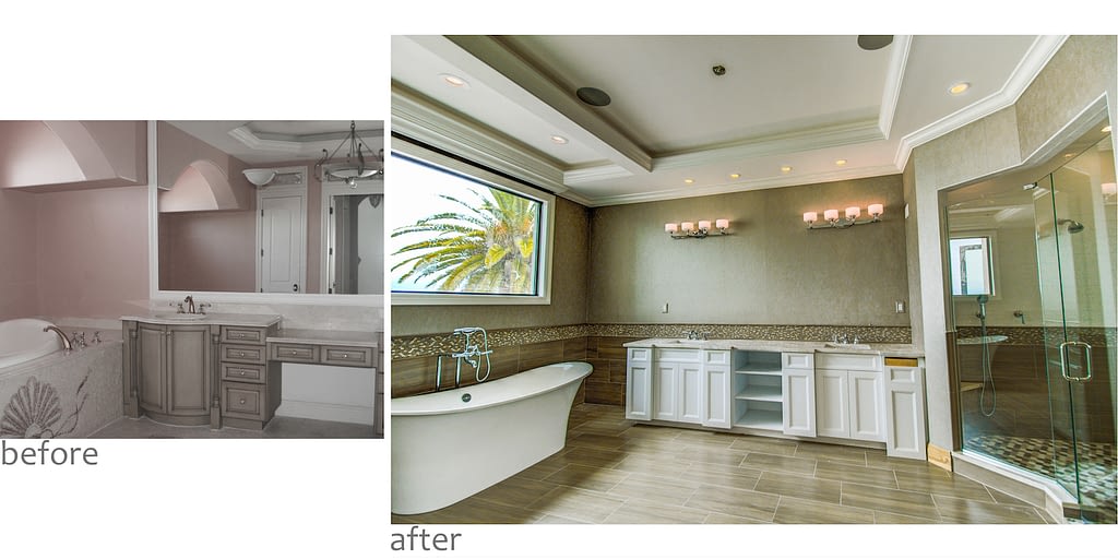 west royal flamingo Bathroom Before and After Side by Side