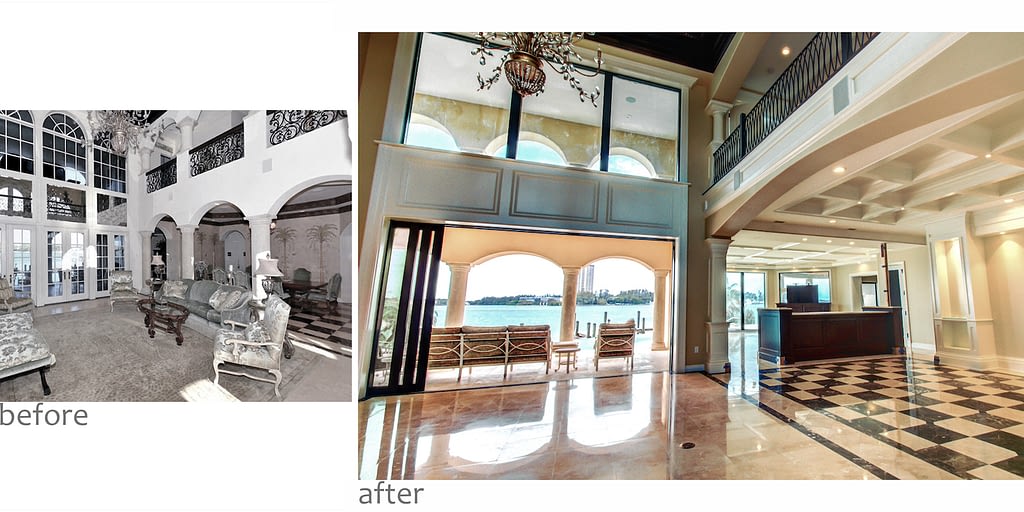 west royal flamingo Entry Hall Before and After Side by Side