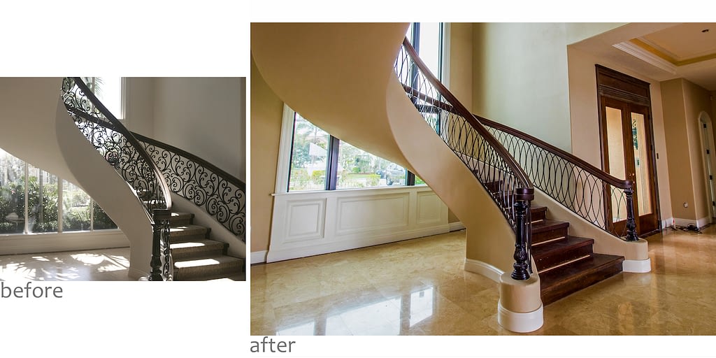 west royal flamingo Stairs Before and After Side by Side